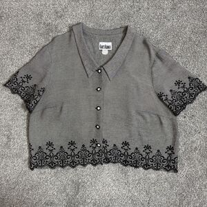 Vintage Miss Sondra Blouse Womens 22 Embroidered Short Sleeve 90s